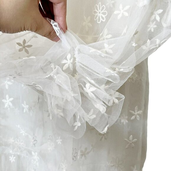 For Love & Lemons Claudia Off Shoulder Tulle Dress Women’s Small Daisy Sheer - Picture 7 of 11